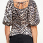 Puff Sleeve Animal Print Blouse