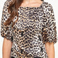Puff Sleeve Animal Print Blouse