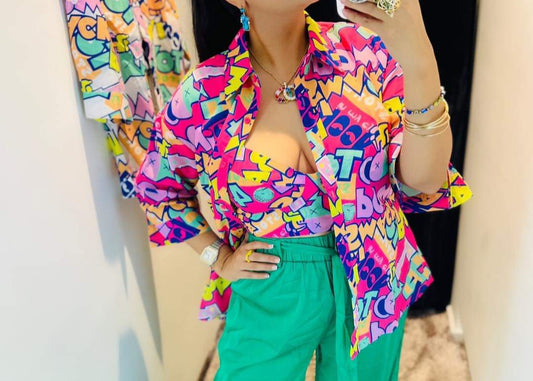 Double graphic shirt Fucsia