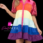 Rainbow Colorblock Midi Dress